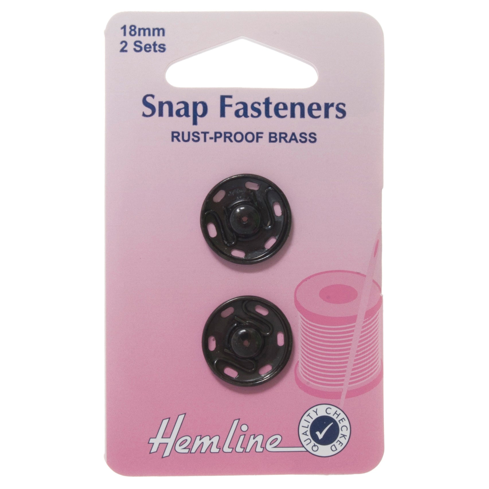 Boutons-pression Hemline, à coudre, 18 mm, métal noir (2 jeux)