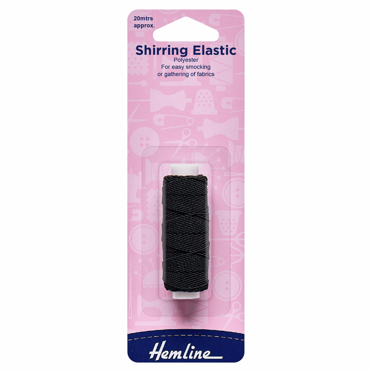 Hemline Elastic - Polyester Shirring - Black (20m)