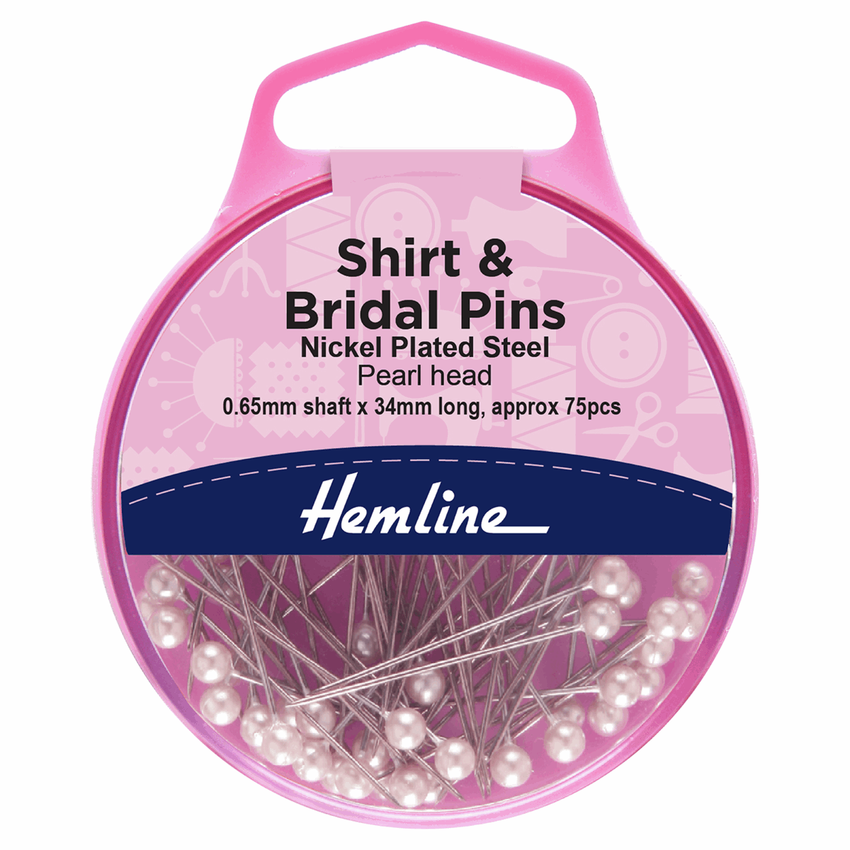 Hemline Bridal & Shirt Pins - 34mm (pack of 75)