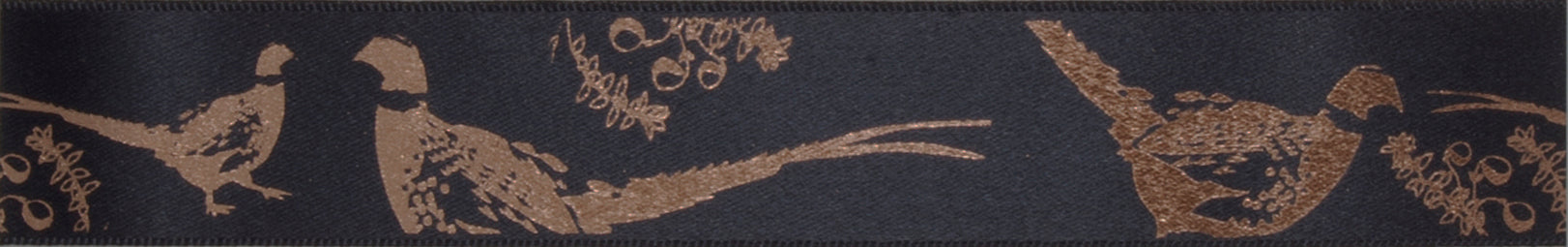 Berisfords Satin Ribbon with Pheasants Print - Rose Gold 25mm