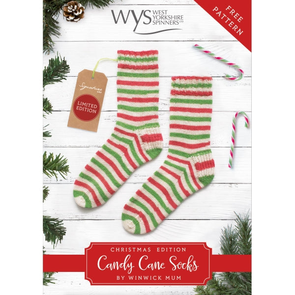 WYS Candy Cane - Knitted Christmas Sock Pattern (PDF Download)