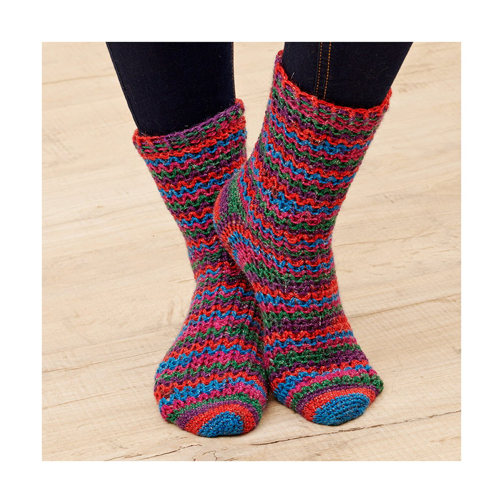 WYS Tinsel Toes - Christmas Crochet Sock Pattern (PDF Download)