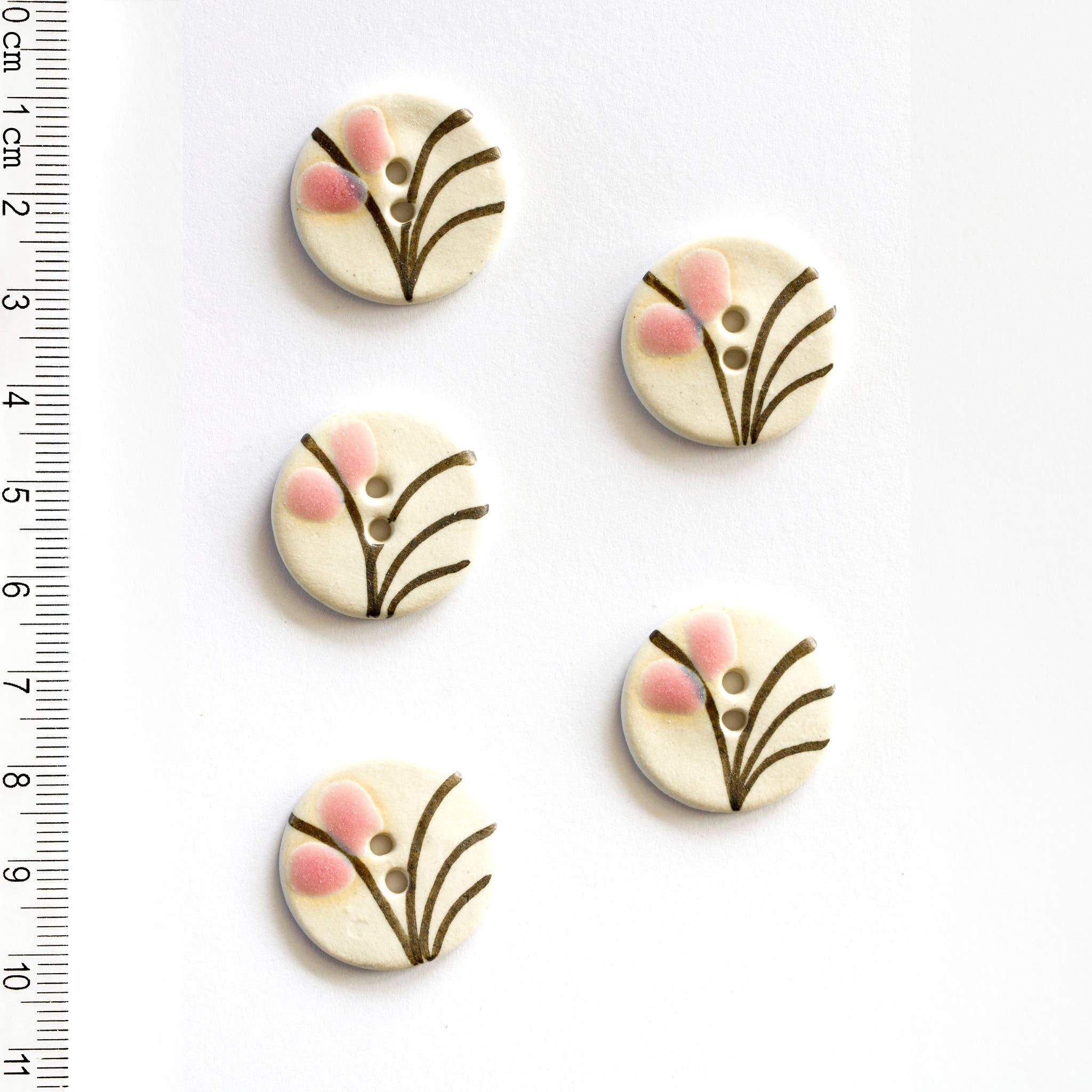 Incomparable Buttons - 5 Pink Floral Buttons