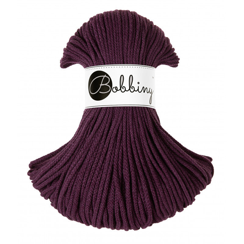 3mm braided Bobbiny cord in colour blackberry