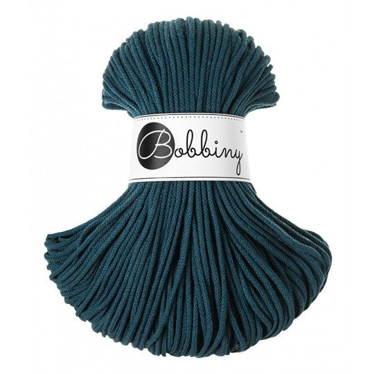 3mm braided Bobbiny cord in colour peacock blue