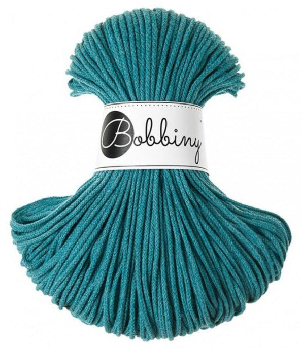 3mm braided Bobbiny cord in colour teal